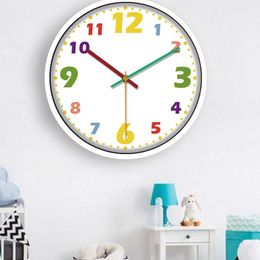 Wall Clocks 10 Inch Silent Colorful Number Kids Clock Large Decorative Non Ticking Battery Operated