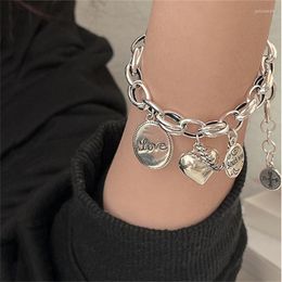 Link Bracelets 925 Sterling Silver Bracelet Female 2022 Fashion Design English Letter Heavy Industry Retro Tassel