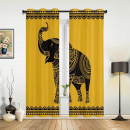 Curtain Elephant Pattern Design Window In The Kitchen Curtains For Living Room Bedroom Luxury Home Decor