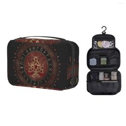 Storage Bags Hanging Travel Tree Of Life With Triquetra Toiletry Bag Folding Viking Norse Yggdrasil Cosmetic Makeup Dopp Kit Case