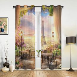 Curtain Paris Terrace Flower Dream Window In The Kitchen Curtains For Living Room Bedroom Luxury Home Decor