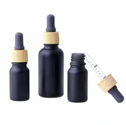 10ml 15ml 30ml Frosted Black Glass Liquid Reagent Pipette Bottles Eye Droppers Refillable Aromatherapy Essential Oils Perfumes bottles wholesale