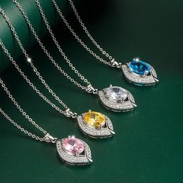 2023 Fashion New Retro Leaf Shape Pendant Necklace Colourful Zircon Necklace Women's Versatile Romantic Jewellery Gift