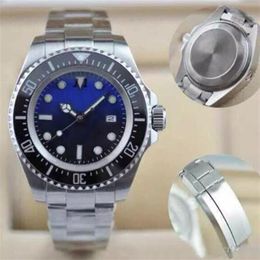 Blue Black Dial Luminoso Watch D-Weller Bisel de cerámica rotatable 44 mm de acero inoxidable 116660 BLSO Automatic Divers Mens Relojes WRI253C