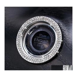 Other Home Garden Car Mobiles Oneclick Start Stop Engine Ignition Push Button Decoration Diamond Rhinestone Crystal Ring Rim Er Dr Dh6Tk