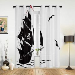 Curtain Pirate Ship Seagull Banner Design Window In The Kitchen Curtains For Living Room Bedroom Luxury Home Decor