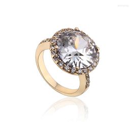 Wedding Rings Brand Party For Women Bijoux 2022 Fashion Zircon Gold-Color Ring Jewelery 4R18K-42