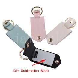 DIY Sublimation Transfer Photo Sticker Keychain Gifts for Women Leather Aluminium Alloy Car Key Pendant Gift de935