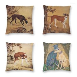 Pillow Whippet Greyhound Vintage Art Square Pillowcase Decoration Sighthound Dog Chinese Style Cover Throw For Car