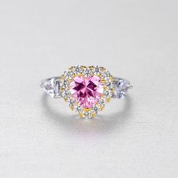 Heart Pink Diamond Ring Brand S925 Sterling Silver AAA Zircon Charm Ring Water Drop Zircon Plated 18k Gold High end Ring Korean Popular Ring Valentine's Day Gift spc