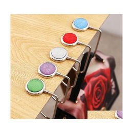 Hooks Rails Creative Portable Metal Foldable Bag Purse Hook Handbag Hanger Holder Shell Folding Table 10 Colors Drop Delivery Home Dhnzs