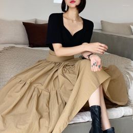 Work Dresses Korean Skirt Suits Summer Two Piece Set Women Shirt Tops And High Waist Long Pleated 2 Outfits Vetement Femme 2022