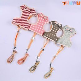 Dog Collars Small Harness And Leash Set Pet Cat Vest With Bowknot Mesh Padded Leads For Puppy Chihuahua Yorkie