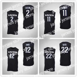 Basketball Jerseys Xavier Musketeers College 22 Kaiser Gates Basketball Jersey 2 Kyle Castlin 11 Keonte Kennedy 12 Dontarius James Stitched Custom Number Name