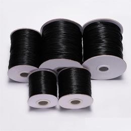 Cord Wire 10M/Lot Dia 0.5Mm2Mm Black Waxed Cotton Thread String Strap Necklace Rope For Jewelry Making Supplies Wholesale 1531 Dro Dhj6A