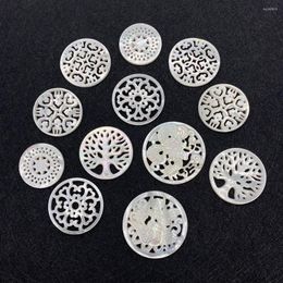 Charms Natural White Butterfly Shell Pendant 20-35mm Carved Tree Of Life Hollow DIY Necklace Earrings Jewelry Accessories