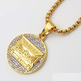 Pendant Necklaces Fashion Charms Mens Stainless Steel Gold Plated Necklace The Last Supper Pendent Chain Punk Rock Micro Men Women C Dhhz6