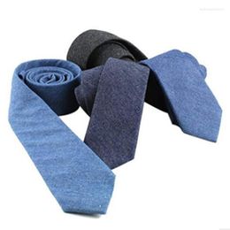 Bow Ties Handsome Denim Blue Men Narrow Cotton Solid Corbatas Para Hombre Japanese Minimalism Casual Performance