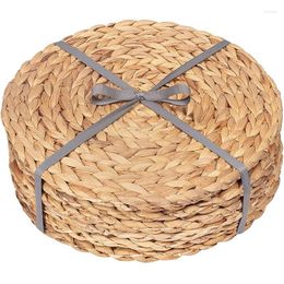 Table Mats Kitchen Accessories Round Water Hyacinth Placemat Quality Woven Wicker Place 25cm 6 Pack