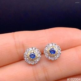 Stud Earrings KJJEAXCMY Fine Jewelry 925 Sterling Silver Inlaid Natural Gemstone Sapphire Female Ear Studs Noble Support Test