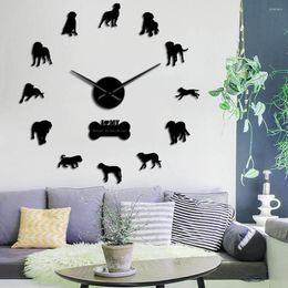 Wall Clocks French Dogue De Bordeaux Cartoon DIY Clock Home Decor Cool Dog Breed Kids Room Nursery Silent Vintage Gifts