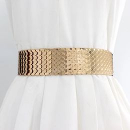 Fashion Elegant Scales Grain Wide Women Belt Gold Ring Buckle Decorative Woman Belts for Dress Designer Belts