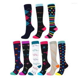 Men's Socks Compression Men Women Sports Knee High Running Outdoor Racing Long Pressure Unisex Stockings Cycling Y7