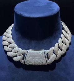 exclusive custom Mosamite necklace can be Customised by testing 26mm 7-row diamond Miami Cuban Chain 925 sterling silver