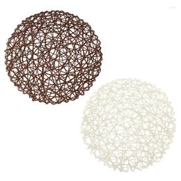 Table Mats Round Paper Fiber Woven Place Decorative Braided Natural Mat Holidays Parties Decor 15 Inch Set Of 12