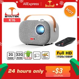 Projectors BYINTEK K16 Portable Full HD 1920 1080P 4K LCD Smart Android 9.0 Wifi Mini LED Video Home Theatre 1080P Projector for Smartphone T221217