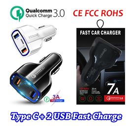 USBC Car Charger Dual Port USB Fast Charging Type C Compact Power Adapter PD for iPhone Samsung Huawei With Package