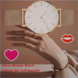 32mm Rose Gold Ladies Wrist Watches Magnetic Women Cuff Bracelet Watch For Female Clock Relogio Feminino190I