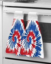 Towel Blue Red Tie Dye Hand Bathroom Supplies Soft Absorbent Kitchen Accessories Cleaning Dishcloths