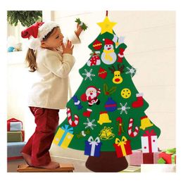 Christmas Decorations Handmade Diy Felt Tree With Ornaments Children Kid Santa Claus Xmas Year Door Wall Hanging Decoration Manual A Dhqdb