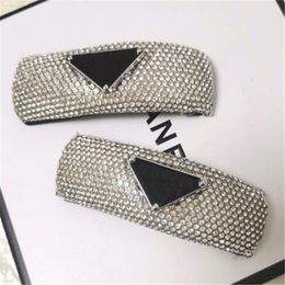 Fashion Designer hair clips letters barrettes luxury shining diamond acrylic classic hairs pins for girls women party jewelry gift