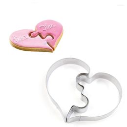 Baking Moulds Love Puzzle Cookie Cutter 3D Stainless Steel Wedding Fondant Cake Decorating Tools DIY Pastry Biscuit Molds