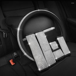 Steering Wheel Covers Artificial Rhinestones Car Cover PU Leather Auto Accessories Case Styling Interior