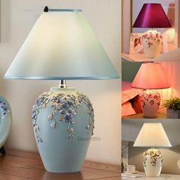 Table Lamps Modern Romantic Flower Led Stand Desk Light Resin Standing Lights For Living Room Bedroom Bedside Lamp Home Decor