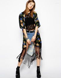 Women's Trench Coats 2022 Women Fashion Autumn Slim Short Tassel Female Print Long Open Stitch