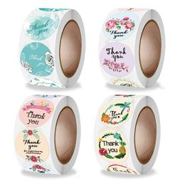 Multiple Thank You Wedding Party DIY Adhesive Stickers 1inch 500pcs Flower Round Packaging Labels