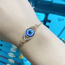 Fashion Blue Evil Eye Bracelet For Women Gold Silver Color Adjustable Lucky Chain Zircon Bracelet Jewelry