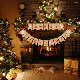 Christmas Decorations Banner Decoration With Snowflake Reindeer Burlap Sign For Holiday Home Mantel Fireplace Hanging Decor