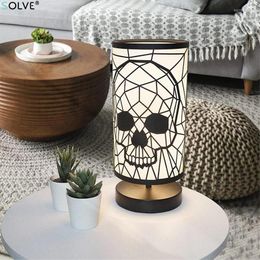 Table Lamps Gothic Wrought Iron Lamp Creative Skull Touch Desk Living Room Bedroom Bedside LED Light Halloween Decoration USB E27