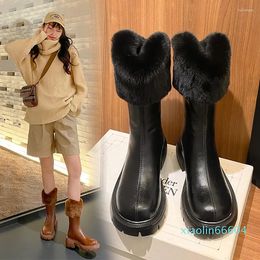 Boots Women's Snow Plush Warm Ankle Winter Shoes Waterproof Leather Fashion Flat Short