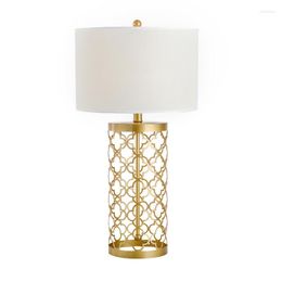 Table Lamps American Simple Model Room Metal Iron Hollowed Out Gold Living Study Bedroom Bedside Lamp Creative Desk