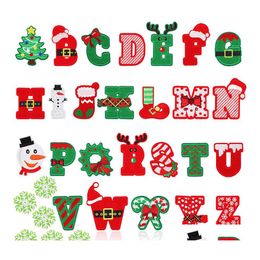 Sewing Notions Tools Christmas Element Letter Embroidery Santa Claus Xmas Tree Alphabet Iron Ones For Clothing Bags Shoes Diy Drop Dhqep