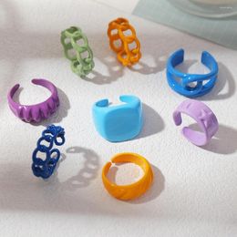 Cluster Rings Polymer Clay Metal Open Stacking Hollow Mix Of Colour Chunky Funky Ring For Women Girl Indie Y2K Style Girls