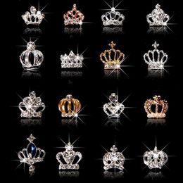 10pcs set 3D Nail Art Jewelry Silver & Gold Crown Shape Nail Jewelry Shining Crystal Rhinestones Nail Jewelry Accessories ML723#275E