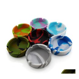 Ashtrays Sile Noctilucent Soft Portable Pocket Round Ashtray Shatterproof Antiscalding Cigar Home Cigarette Holder Drop Delivery Gar Dh0Yu