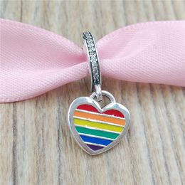 925 Sterling Silber Ästhetischer Schmuck Pandora Rainbow Pride Dangle Charm Armreif Fußkettchen DIY Fußkettchen Herstellung für Damen Halskette Perlen Herren Kit ENG792017CZ17